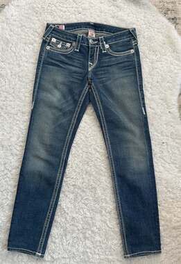True Religion Brand Jeans Women's Big T Flap Pocket Skinny Jeans Size 27
